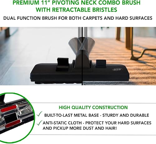 Miniatura 4 de OVO Kit estándar de aspiradora central, con manguera de bajo voltaje de 30354050 pies, control de encendidoapagado en el mango, cepillo combinado de