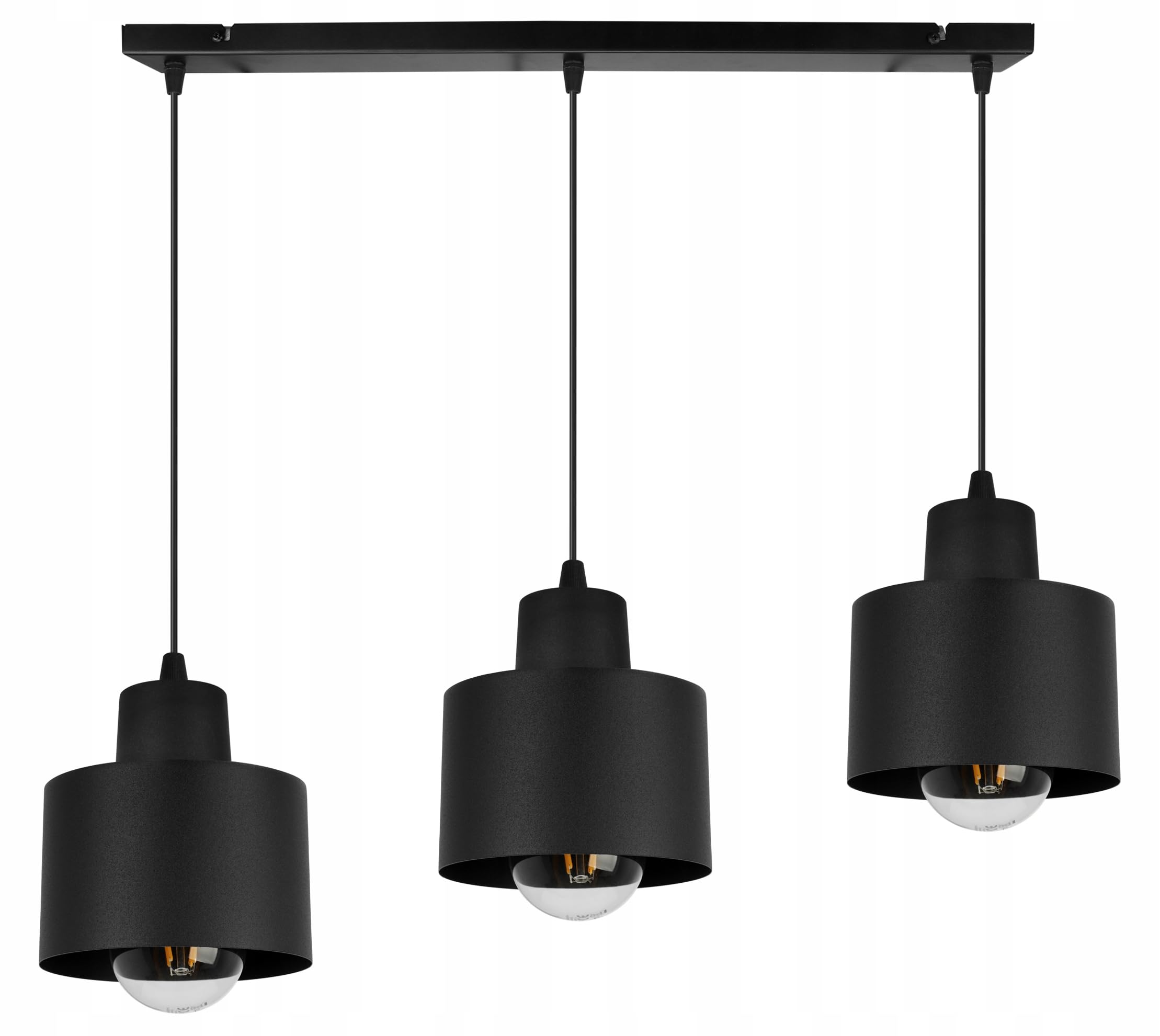 Plafonnier suspendu Panta Light-Home - Lustre de plafond moderne pour chambre salon et cuisine style loft industriel - pour 3 ampoules E27 - Abat-jour en métal - Noir