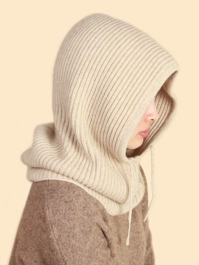 Sciarpa con Cappuccio balaclava in 100% Cashmere – Morbido Scaldacollo Loop con Cappuccio per Donna e Uomo