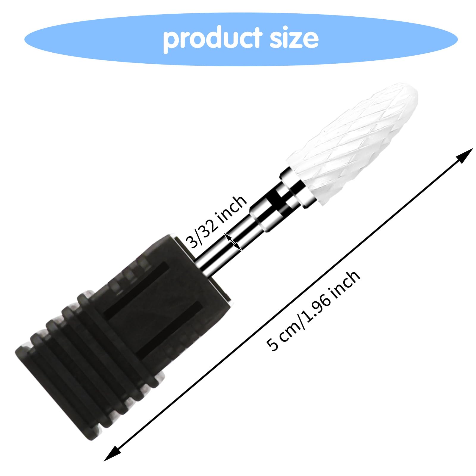Sibba Set di 5 Punte da Trapano Professionali In Ceramica A Forma di Mais Punte In Carburo per Rimozione Gel Acrilico Duro Strumento Rotativo per Manicure Pedicure Cuticole Gel per Unghie