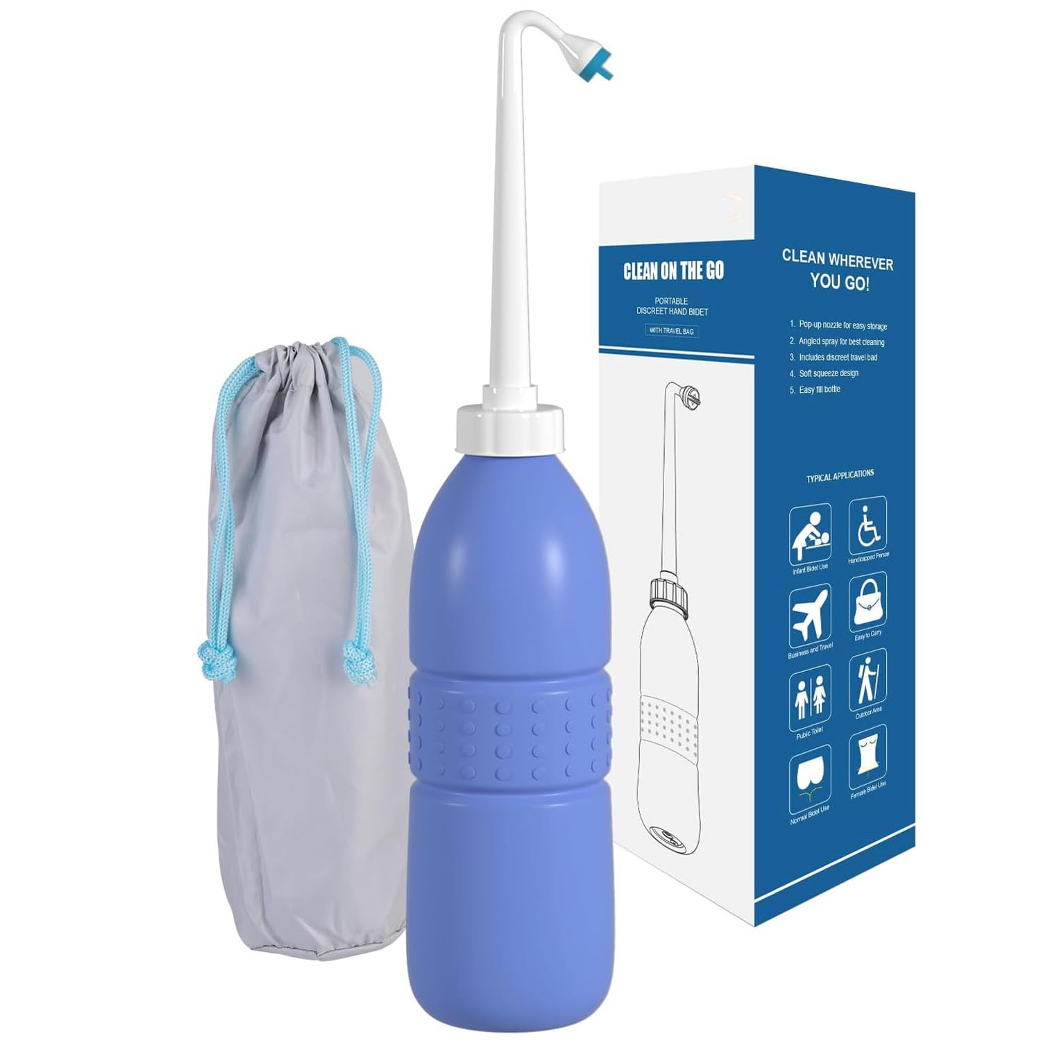 Homaxa Portable Bidet Sprayer, Travel Bidet, Hand Held Bidet Bottle, Personal Cleansing Use Extended Nozzle-Personal Hygiene Care Toilet Bidet Shower/Bathroom Bidet Spray -21.8oz | 620ml | Blue (B0CLCZWFL9) Amazon Price History, Amazon Price Tracker
