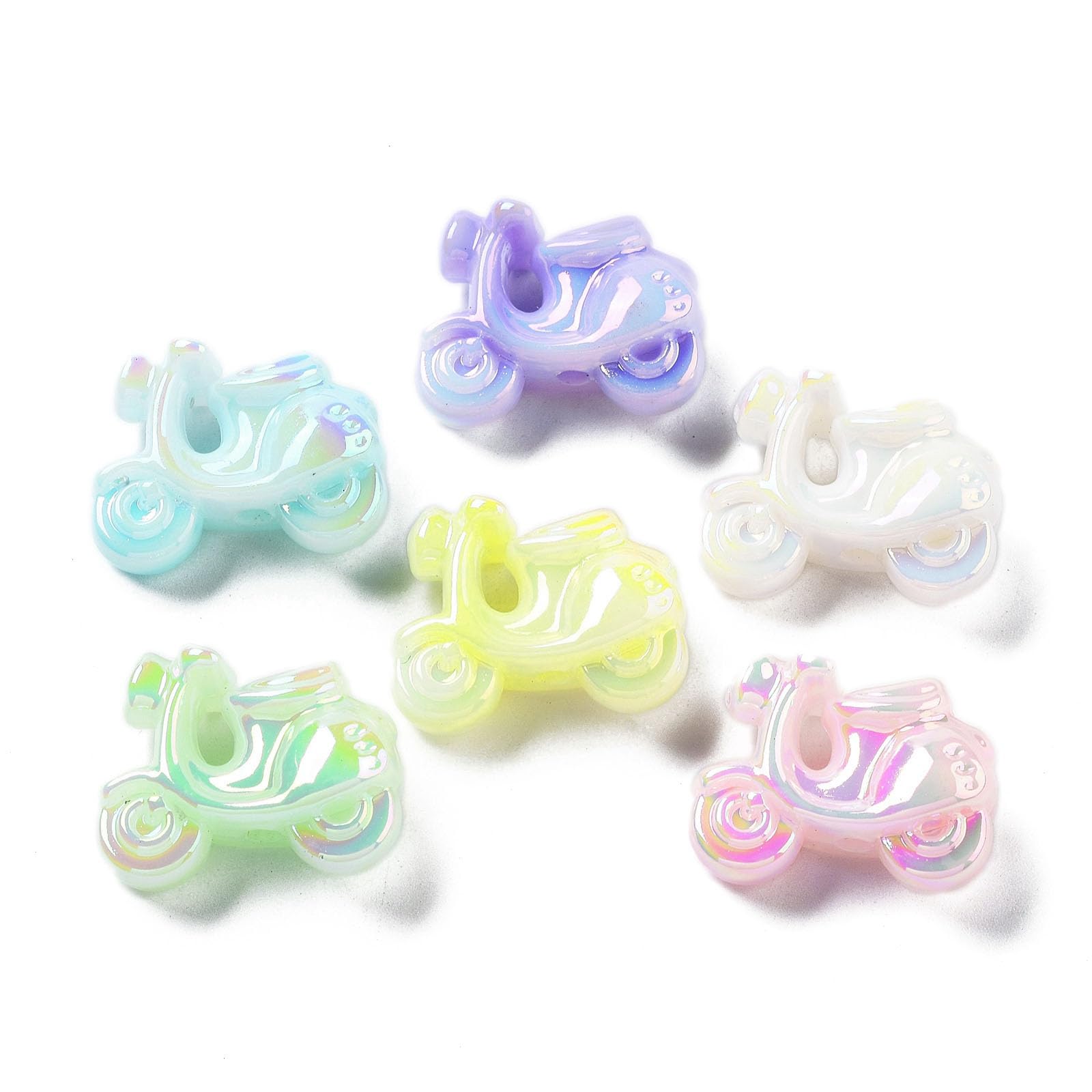 Airssory 20 pcs Mixed Colors Motorbike Acrylic Beads Motor Vehicle Transportation Loose Beads for DIY Jewellery Bracelet Necklace Earring Crafts Bag Keychain Phone Decor