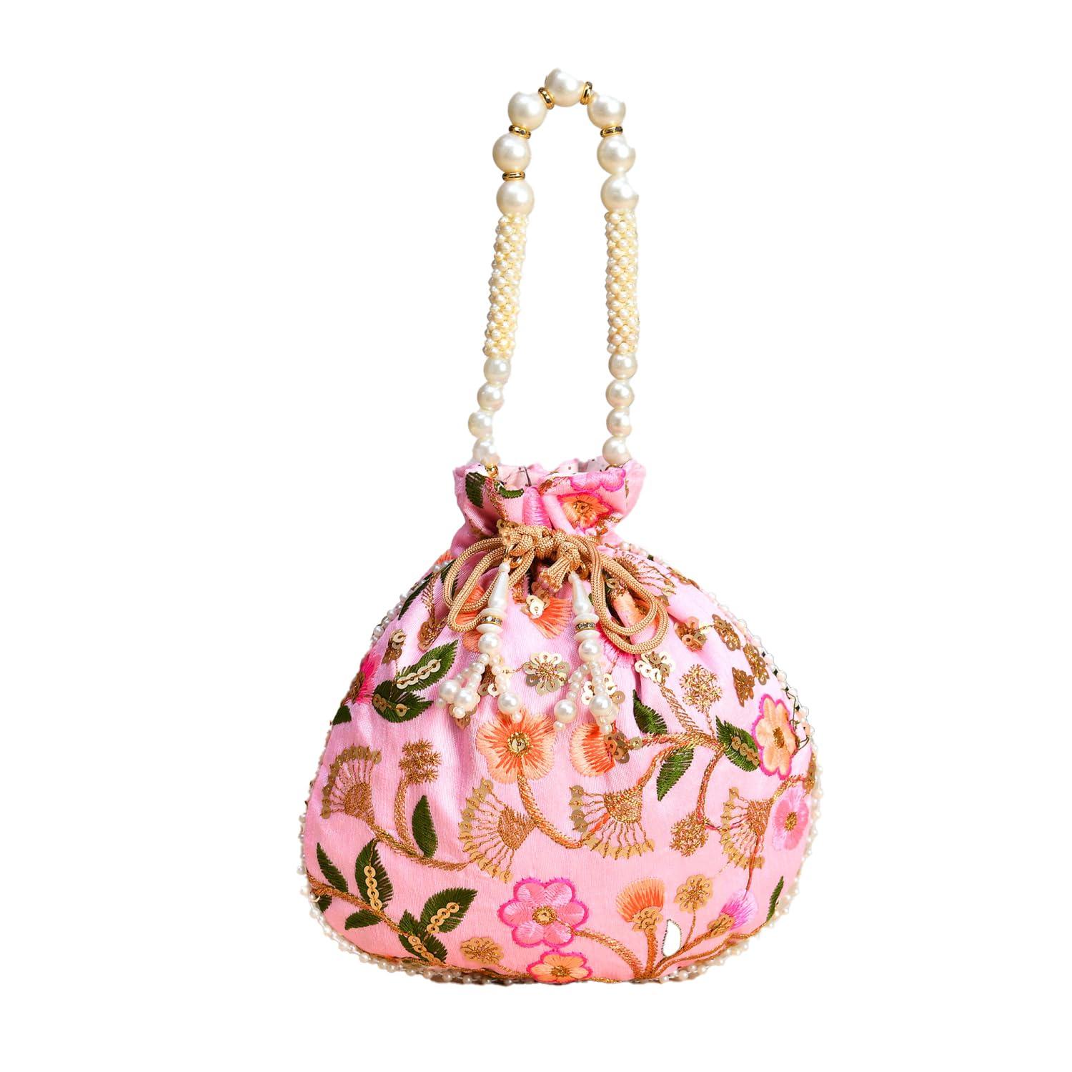 Kuber Industries Potli|Silk Wedding Potli|Christmas Gift Potli|Baby Shower Potli|Traditional Shagun Potli|Drawstring with Beads Handle Potli|New Flower Embroidery Potli|Pink (B0CPFKPV6B) Amazon Price History, Amazon Price Tracker