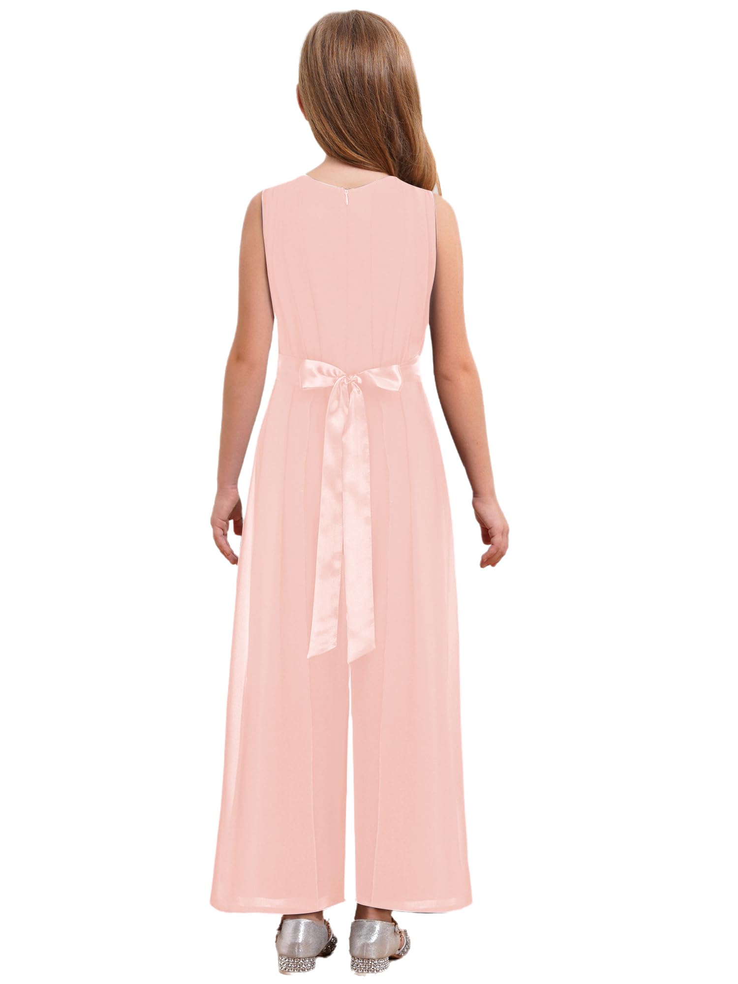 iiniim Enfant Fille Combinaison De Soirée Cocktail Sans Manche Salopette Mousseline De Soie Salopette Cérémonie Mariage Bodysuit 7-16 Ans