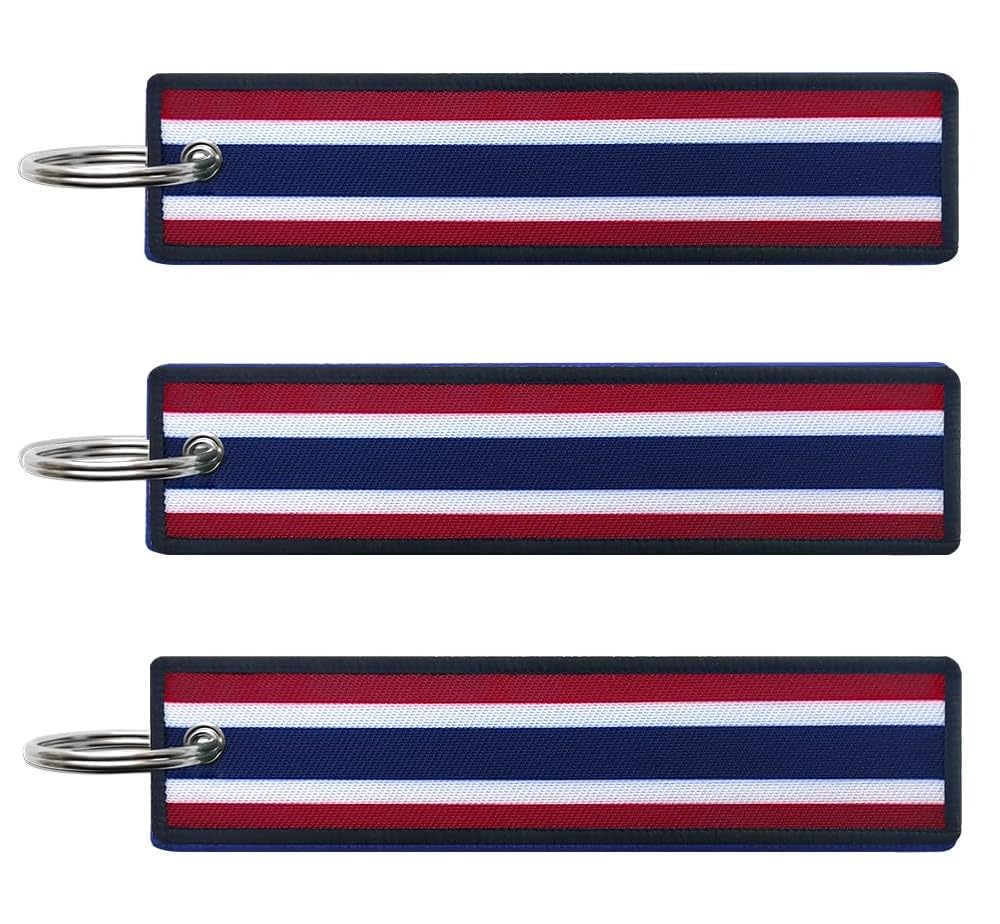 JAVD Thailand Flag Keychain Tag with Key Ring - Keys, Cars, Motorcycles, Backpacks, Luggage and Gifts - EDC (3 Pack), Green, Medium