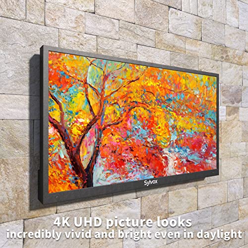 Sylvox 43 Inch Outdoor Tv, Smart Tv Waterproof 4K Led Outdoor Television With Dual Speakers, Ultra-Thin High Resolution, Support Bluetooth & Wi-Fi, Deck Series Suitable For Partial Sun Areas #TOP1