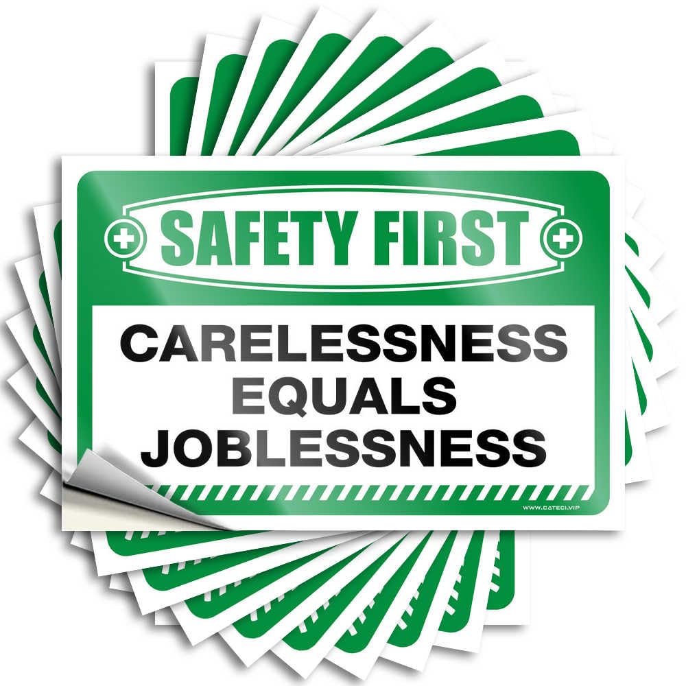 Unique Accent Quote - Safety First Carelessness Equals Joblessness Removable Decal Hard Easy Peel for Boys(12X18CM)