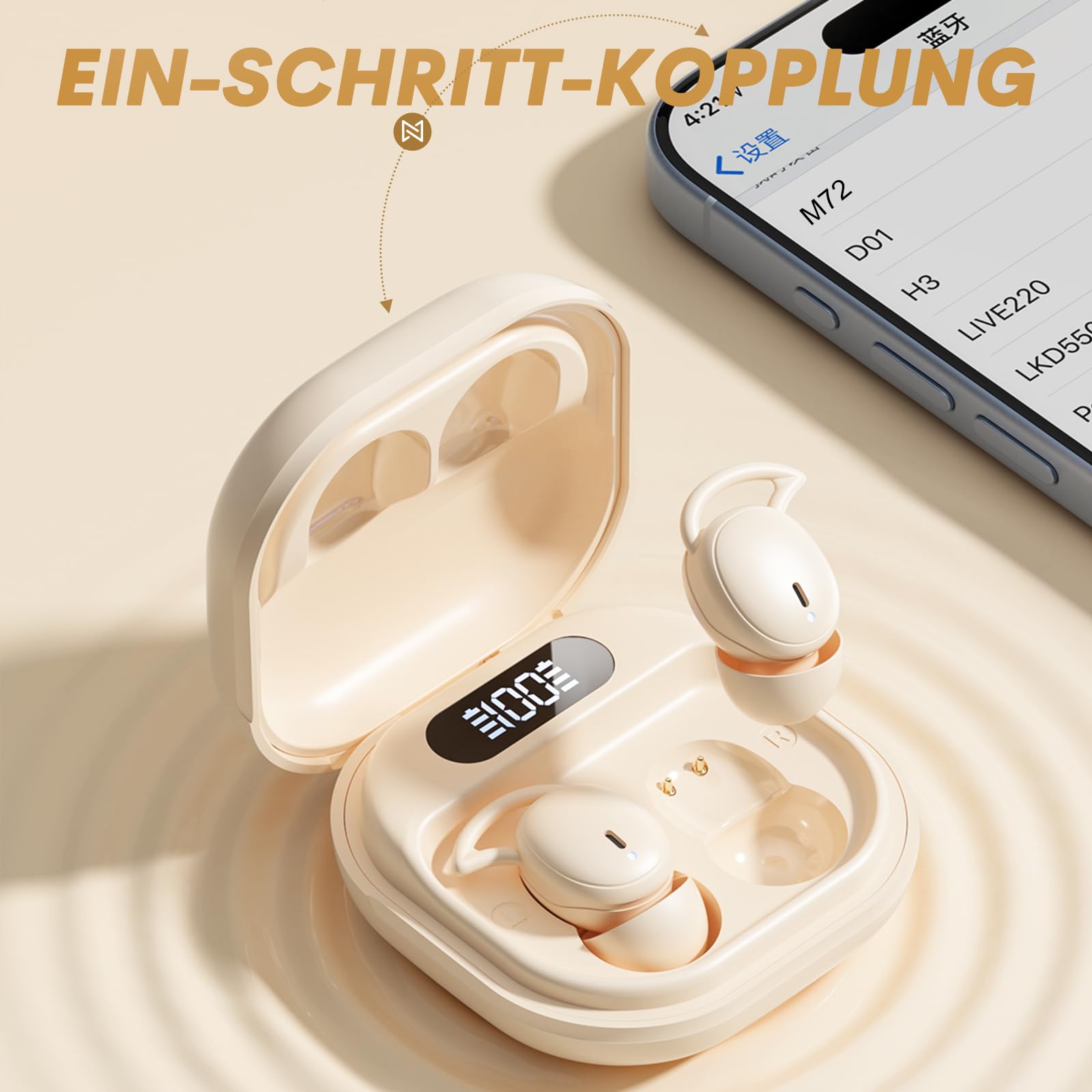 Kopfhörer zum Schlafen kabllos Bluetooth Wireless Mini Sleep Earbuds Headphones Schlafkopfhörer in-Ear unsichtbar klein Bluetooth Ohrhörer drahtlos schnurlos Kopfhoerer für kleine Ohren Seitenschläfer