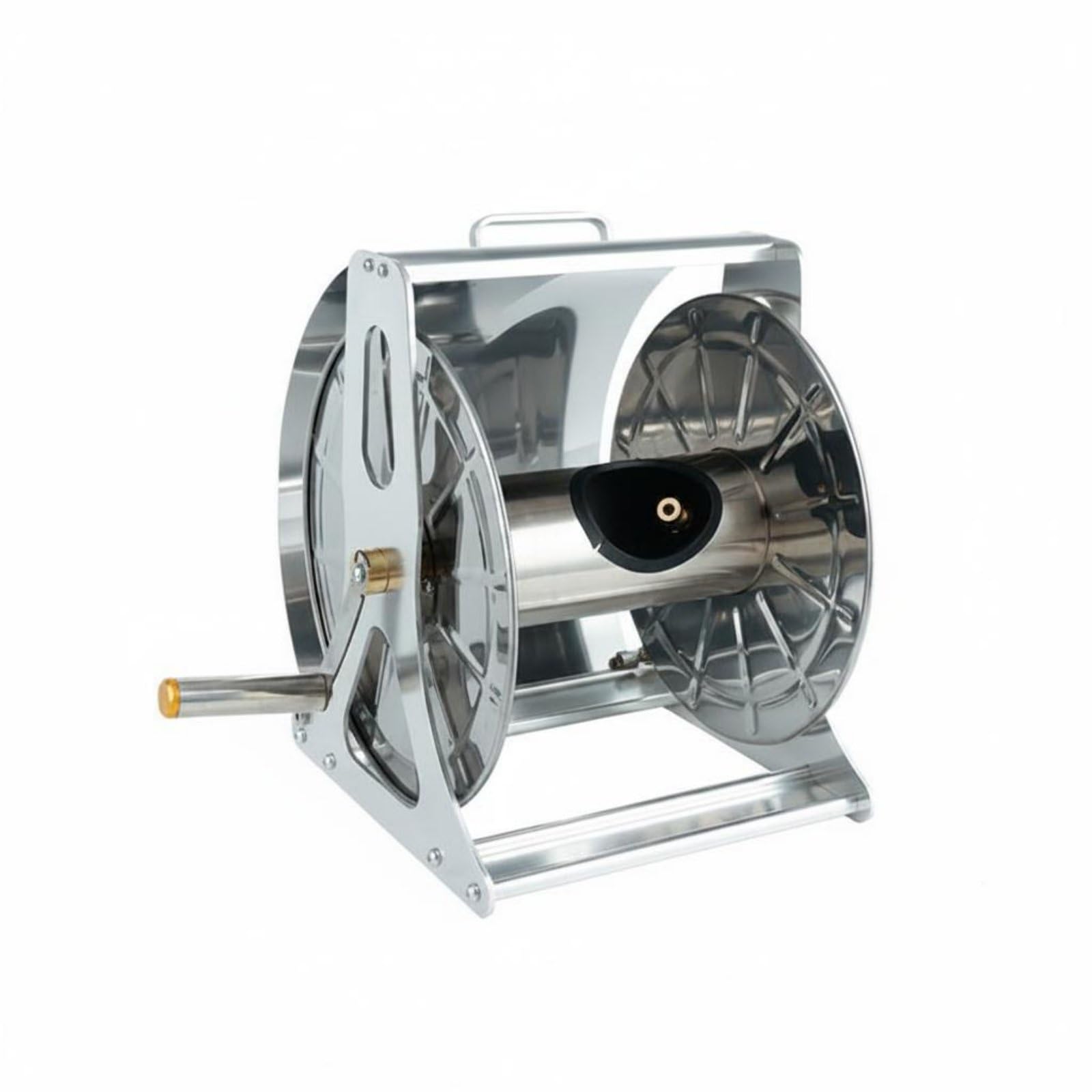 rockible Carrete de Tubo de Riego Acero Inoxidable Montaje en Pared Enrollador Tubo Riego Servicio Pesado Portamanguera Metálico