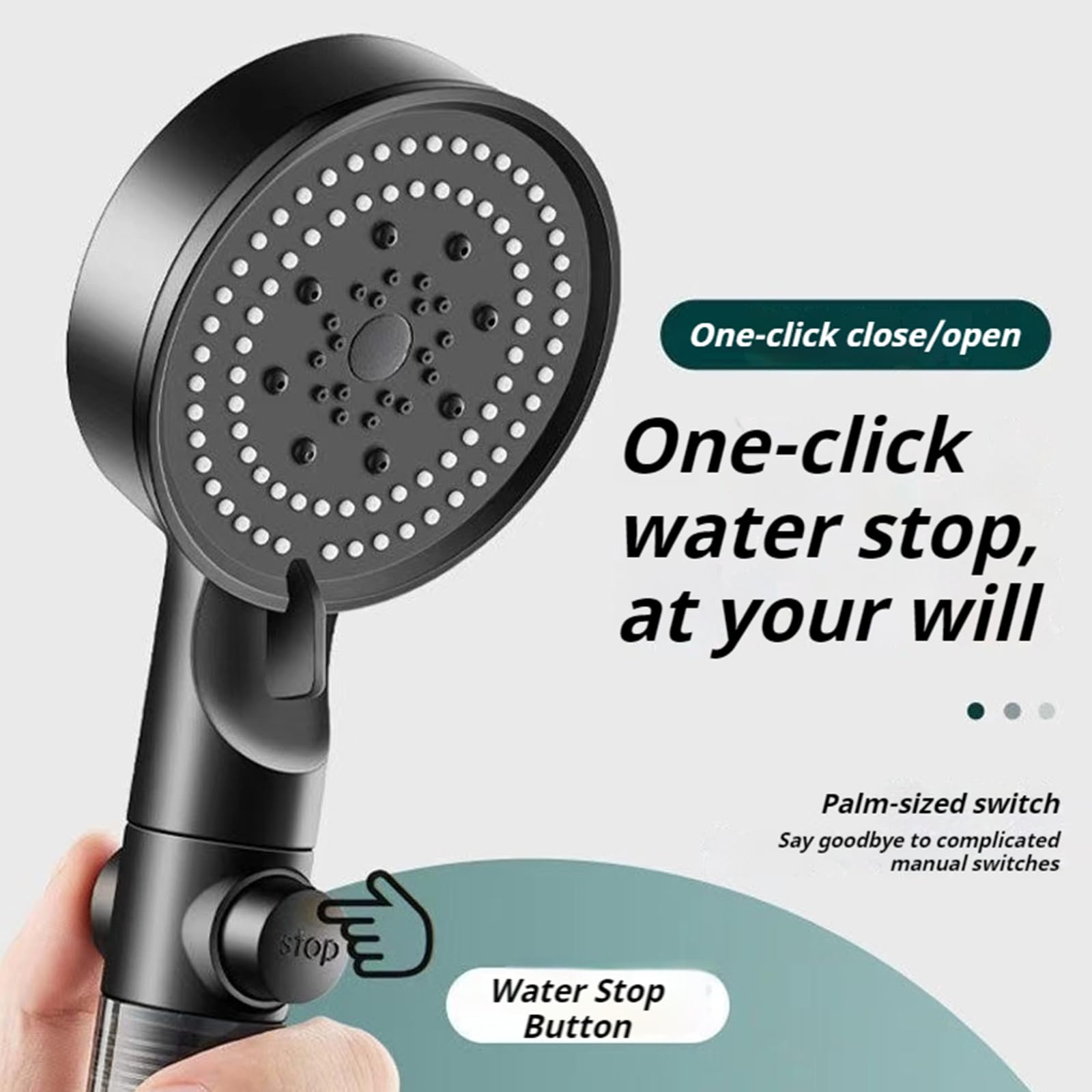Cabezal de ducha de mano de alta presión con 5 ajustes de pulverización y filtro de agua dura, fácil instalación, estilo spa, para experiencia de ducha en casa, boquilla de silicona
