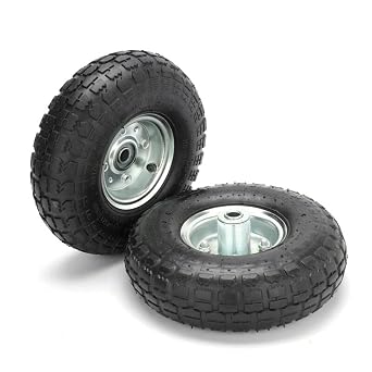 Holdfiturn 2Pcs Wheelbarrow Wheel 10" 4.10/3.50-4 Wheelbarrow Wheels | Pneumatic Tyre Heavy Duty Replacement Wheel Spare Hand Cart Wheels for Sack Truck Cart
