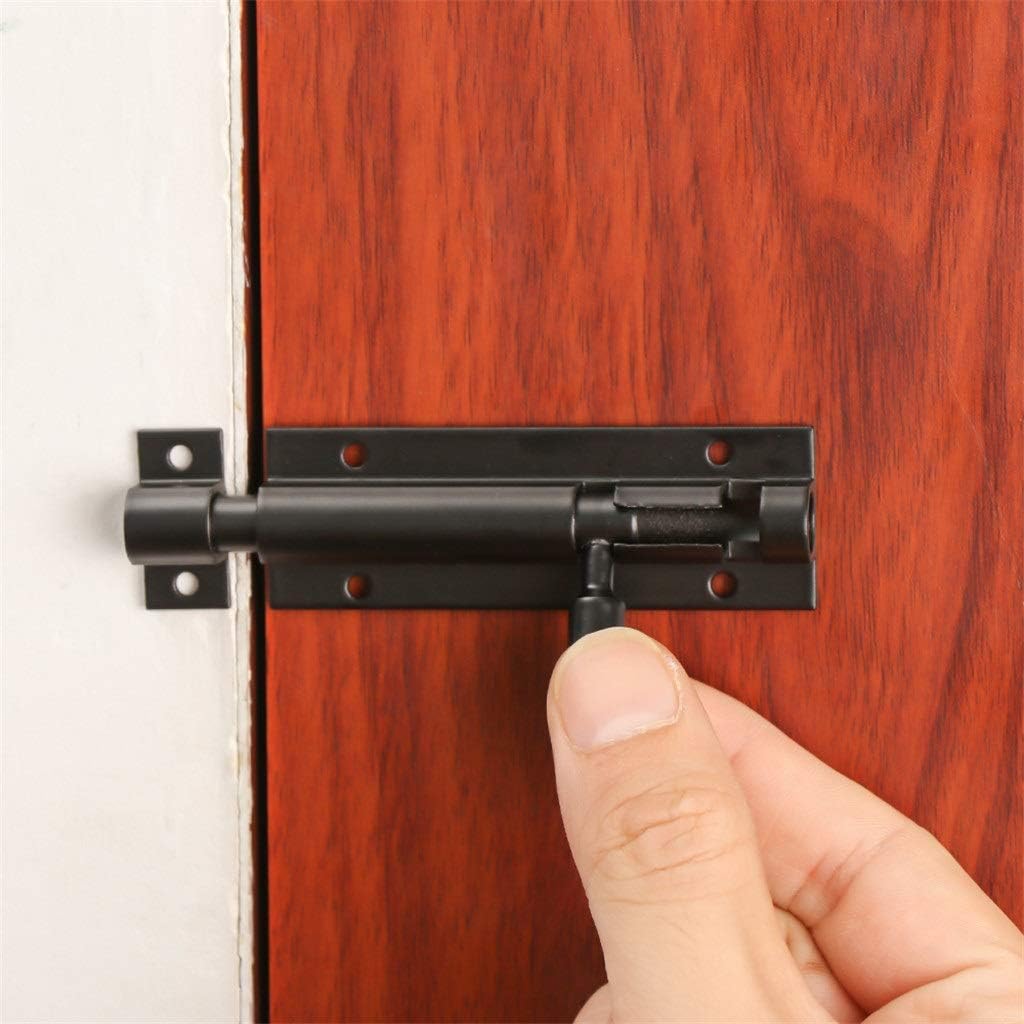 gate Latch,gate Lock, Black Silver Barrel Bolt 2/3/4 8inch Aluminum Alloy Door Latch Hardware for Home Gate Safe Lock (Color : Svart, Size 2 inch(B,4 inch)