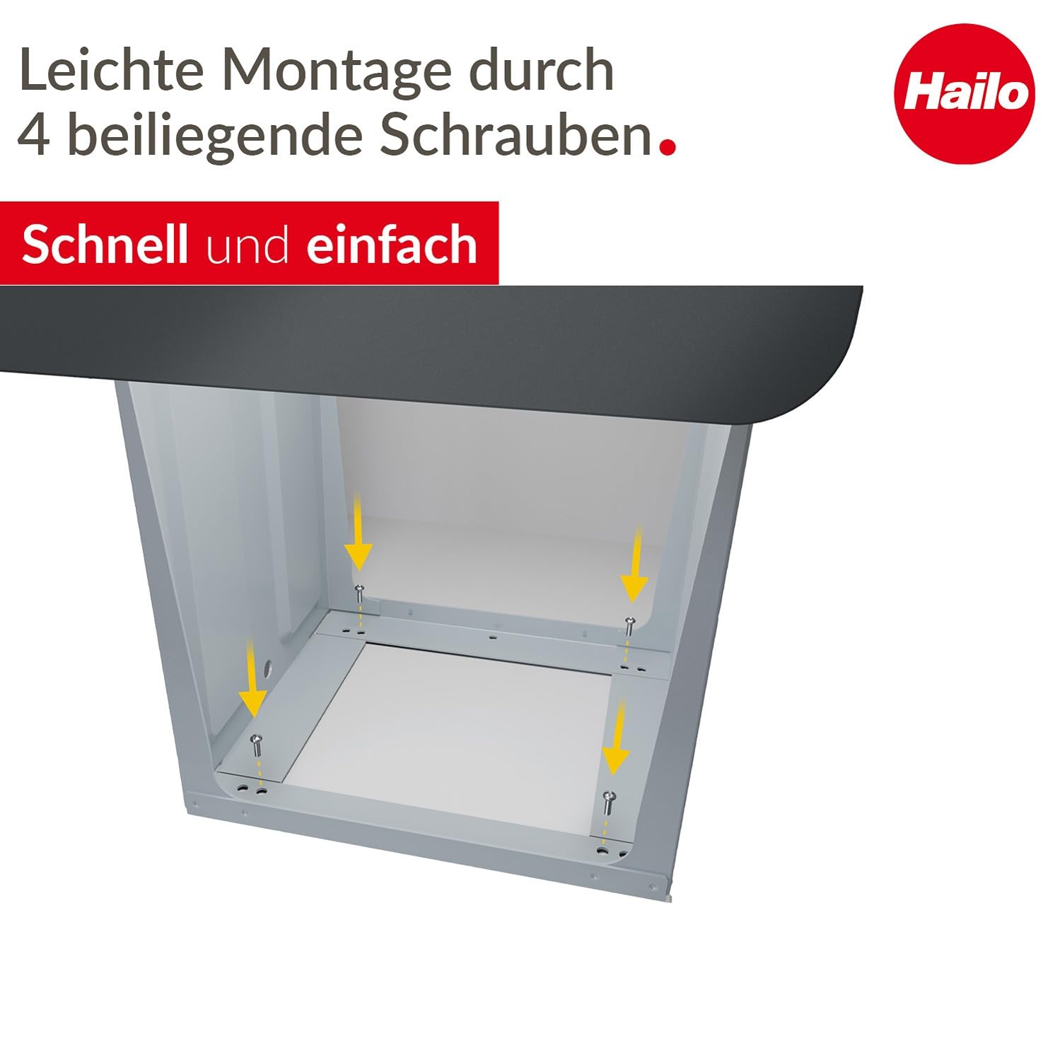 Hailo EcoLine Design Duo L Einbau-Mülltrennungs-System 2x14 Liter - Duo-Mülleimer mit Vollauszug - Stahlblech - schwarz - ab 30 cm Schrankbreite