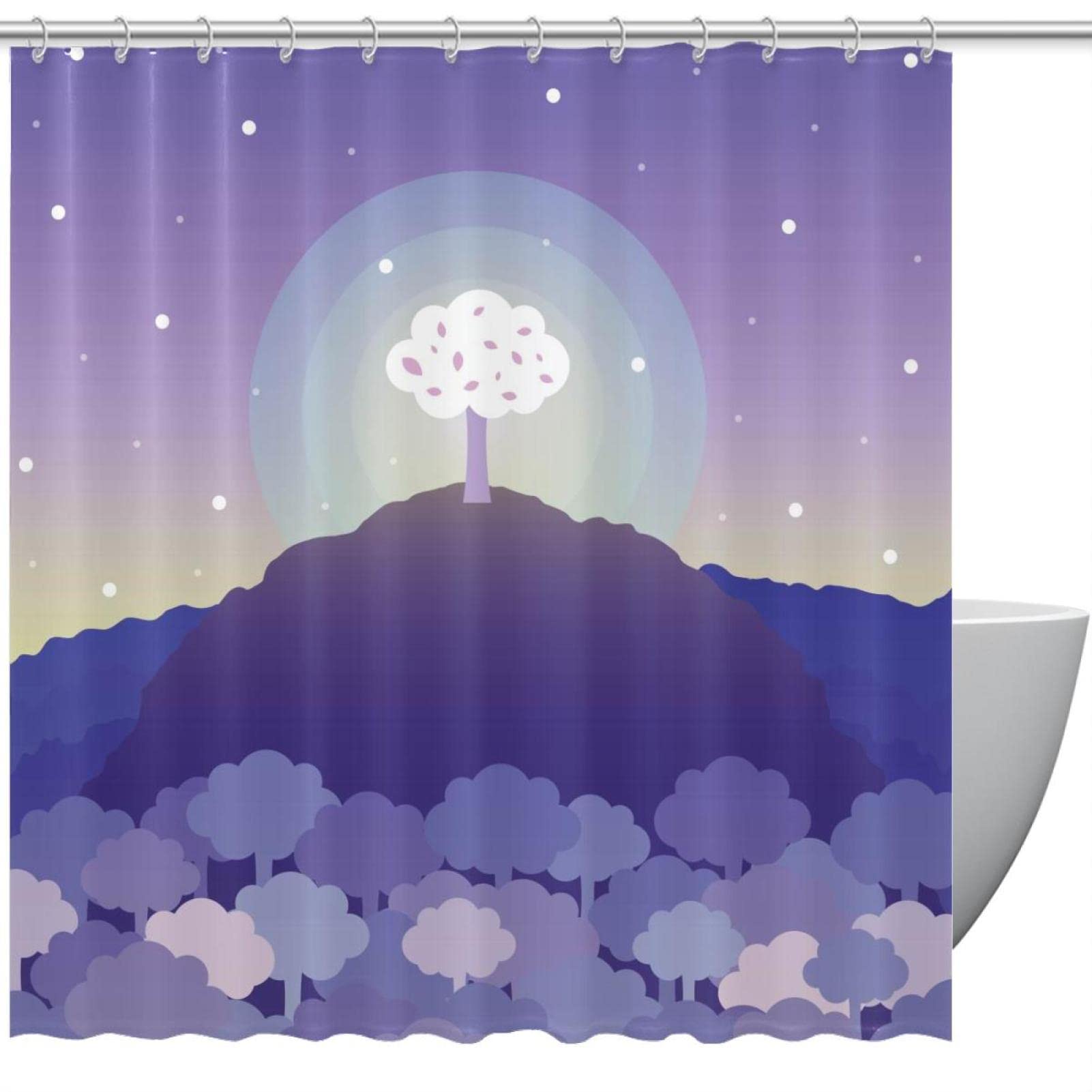 Rideau de douche imperméable anti-moisissure violet plantes