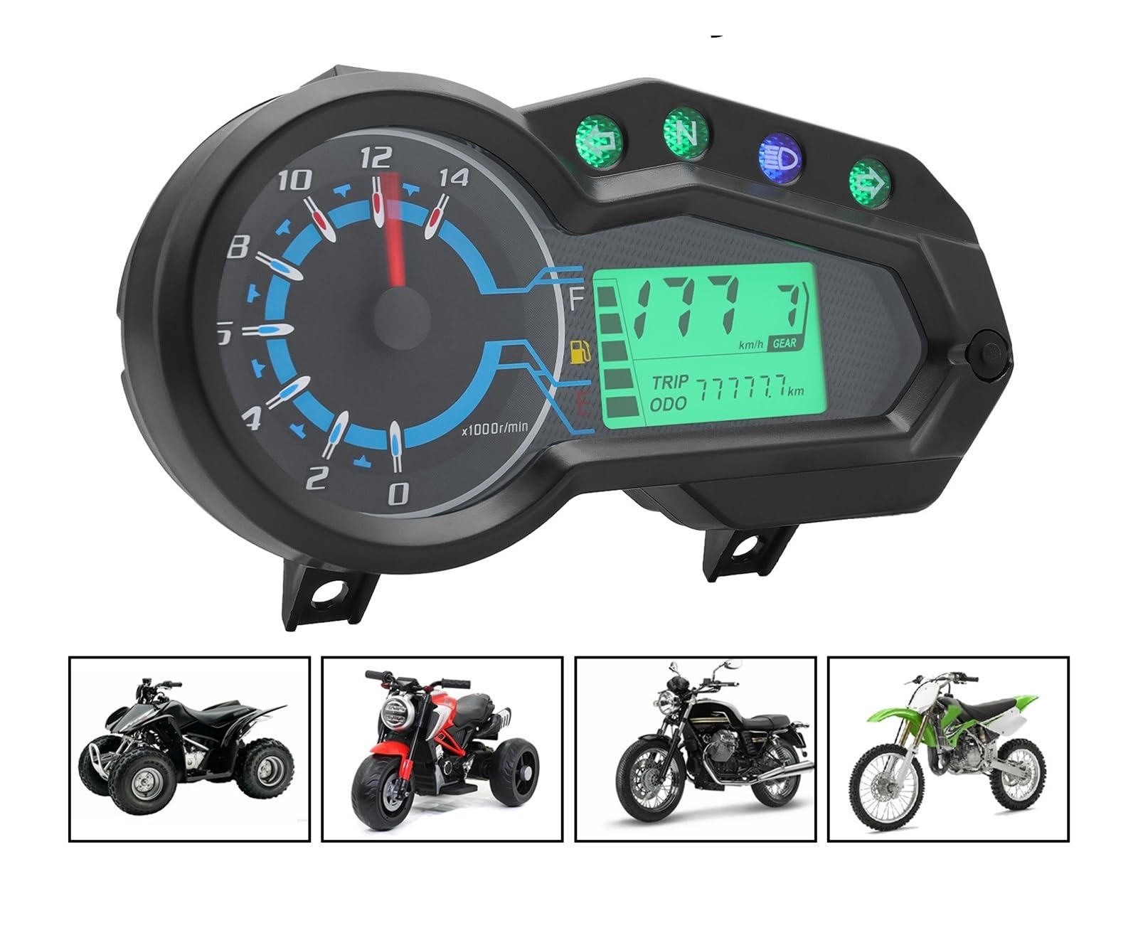 Moto tacómetro Digital Medidor Velocímetro, Tacómetro Y Medidor De Panel Instrumentos para Motocicletas 1, 2 4 Cilindros, Odómetro, Pantalla Total, Accesorio para Tablero