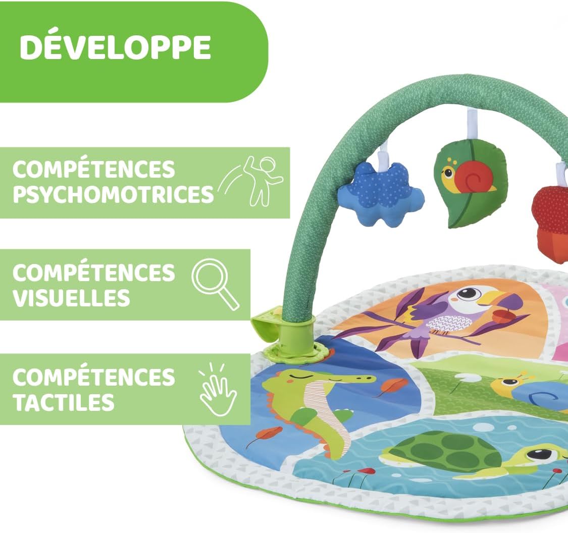 Chicco - Next2Me Compatible 3 in 1 Activity Gym, Multifunctional Baby Gym with Soft Children's Mat, Play Arch with 3 Pendants and Cot Panel, 0+ Months