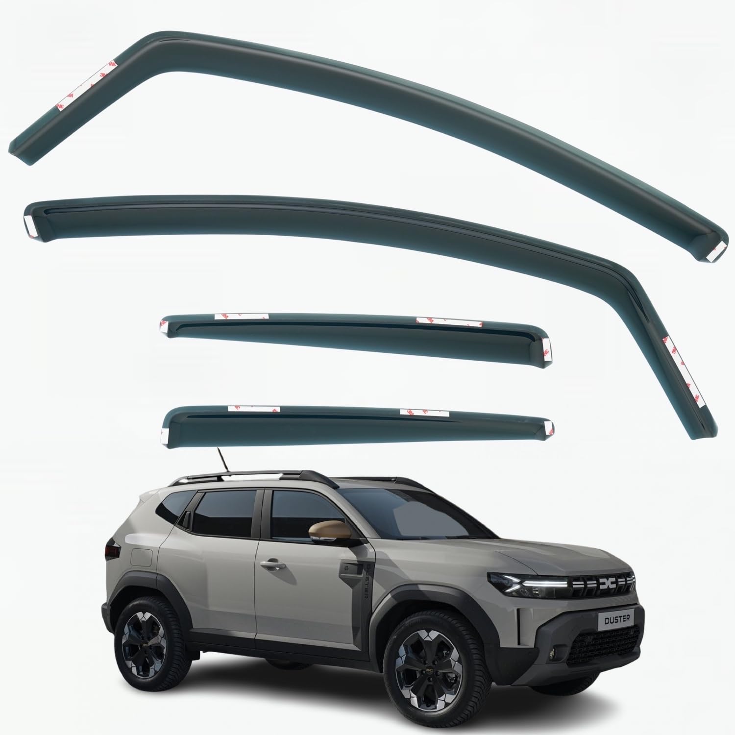 Lot de 4 déflecteurs de vent compatibles avec les modèles DACIA DUSTER MK3 2024 2025 2026.