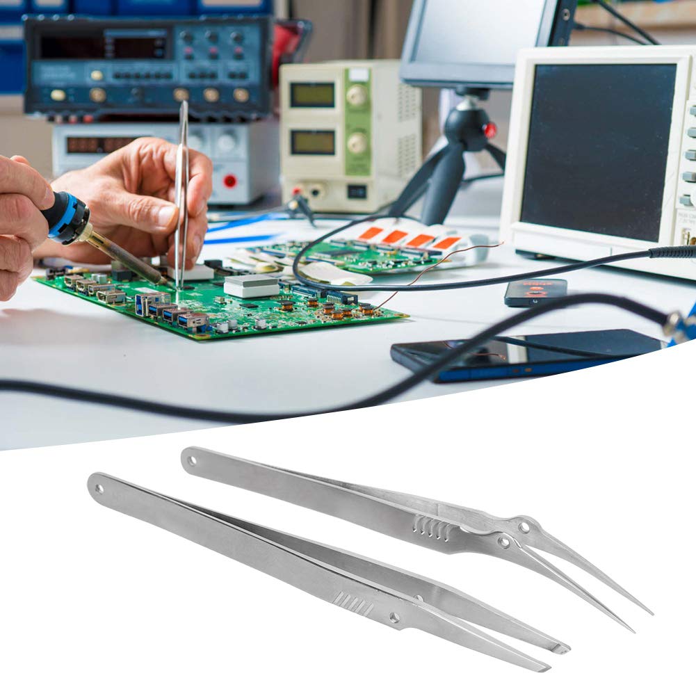 Set di pinzette di precisione di Vomeko 2pcs, pinzetta in acciaio inossidabile, riparazione di saldatura antiamatica industriale ad alta precisione