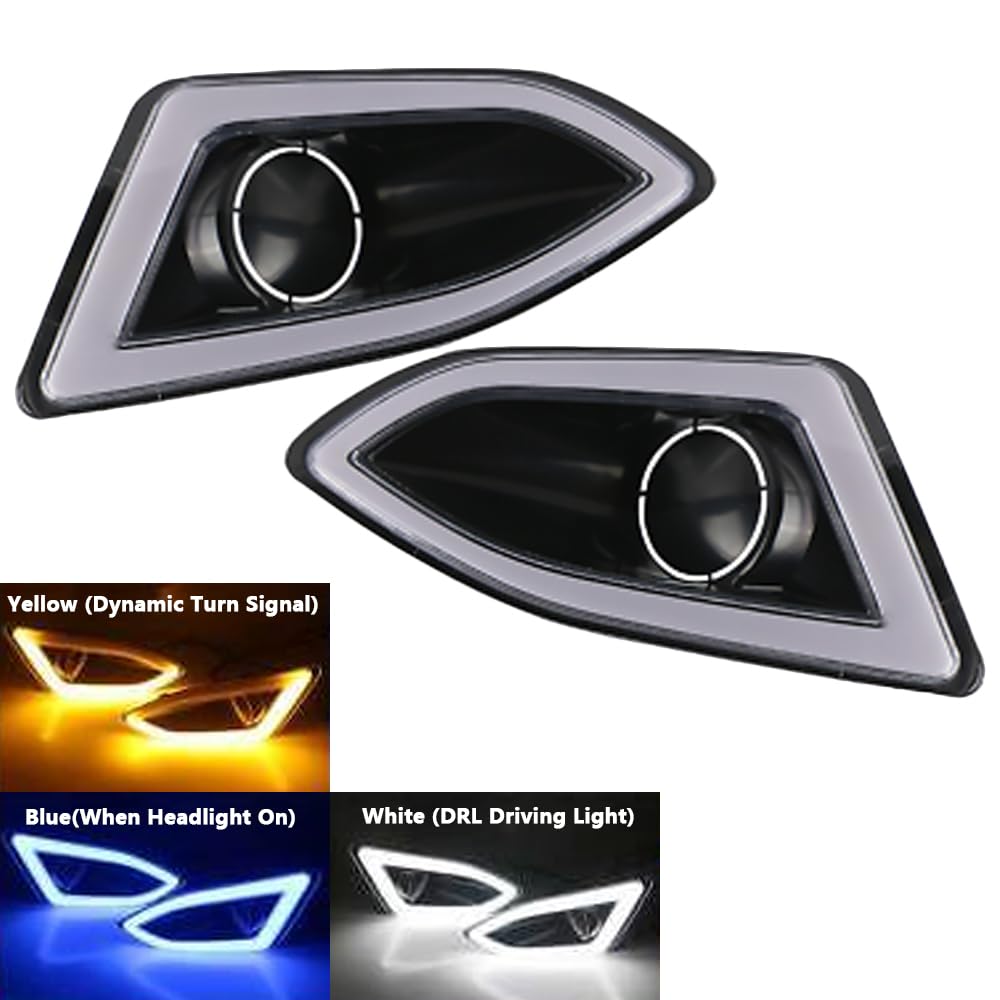 Lampada di guida a LED per paraurti anteriore con luce notturna blu, 3 colori MASO DRL, luci di marcia diurna, luce bianca con indicatore di direzione ambra, 2015-2018, compatibile con F0-RD Edge