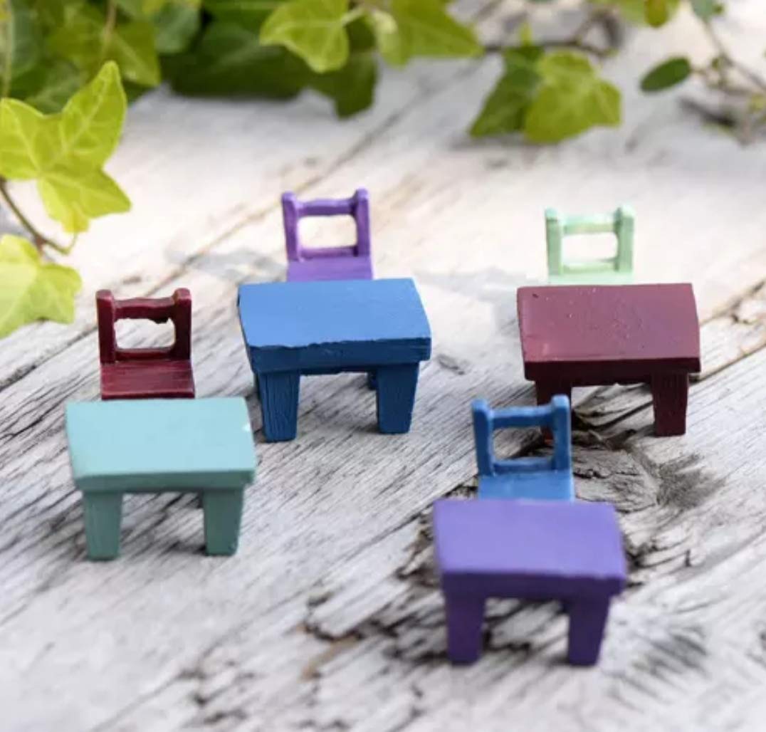 Bloom Bagicha Miniature Table Chair Set for Fairy Garden, Tray Gardening, Landscaping, Craft Model Work-image-26