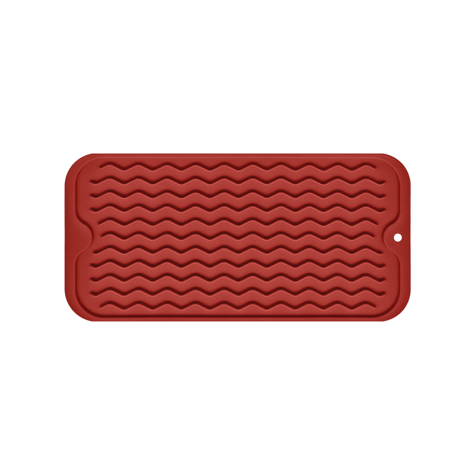 Silicone Dish Drying Mat, Non-Slip Easy Clean Sink Mat Large Heat-resistant Dish Drainer Mat for Kitchen Counter, Sink, Refrigerator or Drawer liner (12" x 6", RED) — image 1