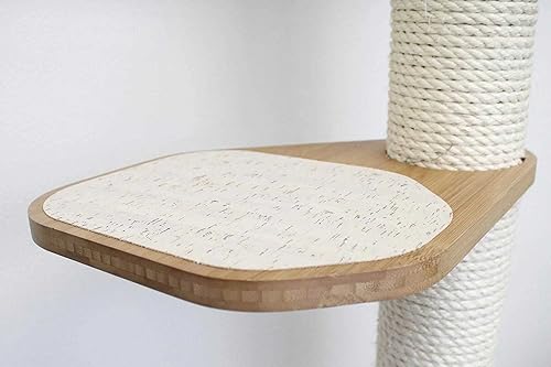 Miniatura 7 de Catastrophic Creations - Rascador de pared para gatos de 3 niveles con estantes para gatos, poste rascador de bambú y sisal para gatos, postes