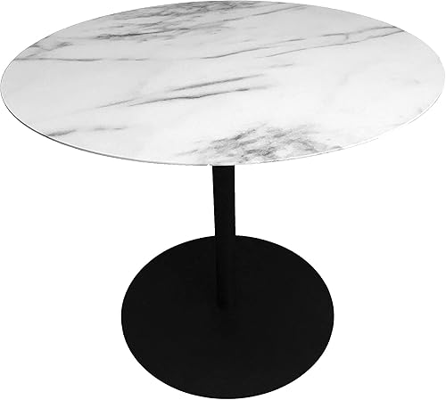 Miniatura 8 de Juego de mesa de centro redonda de metal de 3 piezas con acabado de mármol y marco de acabado de recubrimiento en polvo negro (18"20"30")