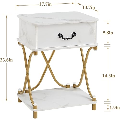 Miniatura 12 de VECELO Mesitas de noche con cajón para dormitorio, mesita de noche con almacenamiento y estante abierto para sala de estar, marrón Marrón,Mate