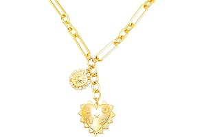 18K Gold Plated Sun Heart Choker Necklace for Women