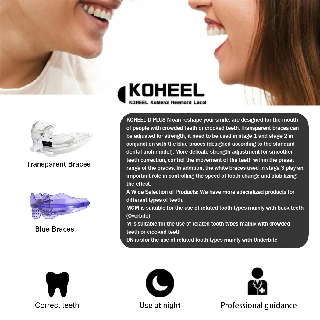 KOHEEL D PLUS N appareil dentaire pour adultes, gouttiere dentaire, gouttiere dentaire bruxisme, goutiere dent alignement, aligneur dentaire adulte pour un sourire confiant (Paquet de 1)