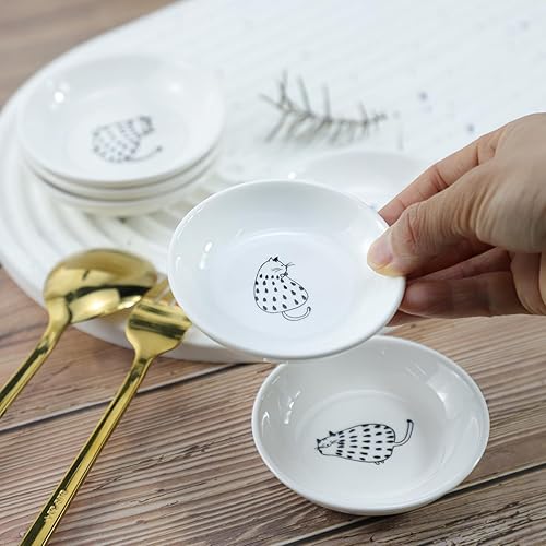 Miniatura 3 de Super Cute Rain Dot - Plato de cerámica para salsa/condimento/sushi soya/platos de aperitivo/plato de servir para cocina y hogar (juego de 6)