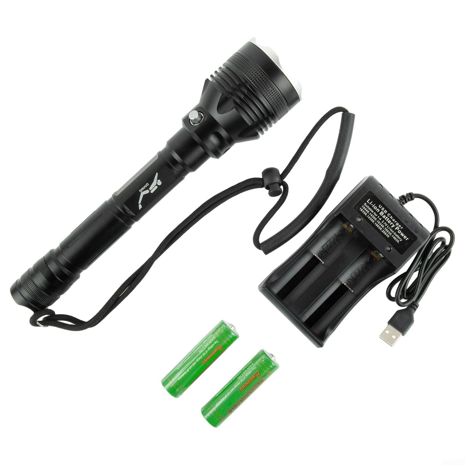 Torcia subacquea IPX8 impermeabile 4000LM LED torcia subacquea 80 m luce subacquea con cinghia regolabile per immersioni subacquee campeggio escursionismo (C)