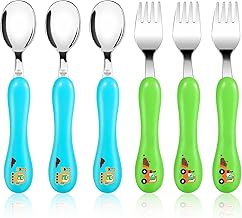 Lehoo Castle Children's Cutlery Set, 6 Piece Children's Cutlery Set, Stainless Steel Plastic Children's Fork Spoon for Children, Dinosaur Excavator