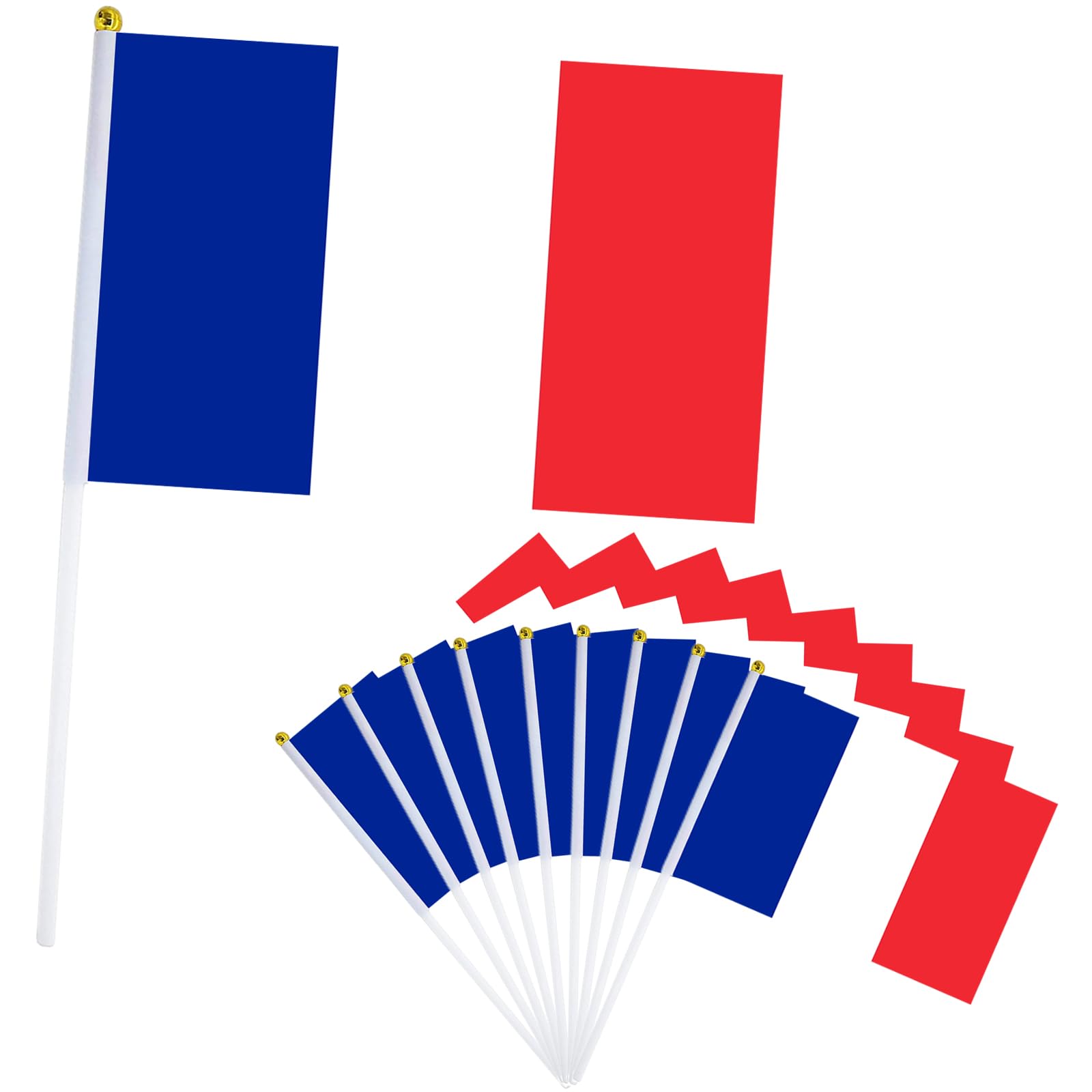 10Pcs France Flags for Fifa World Cup Football 2026 Decorations, 14X21cm Mini Flag, Small France Flags on Sticks,Hand Held Tricolour Flag for Eurovision Euro Football Street Party Décor — image 1