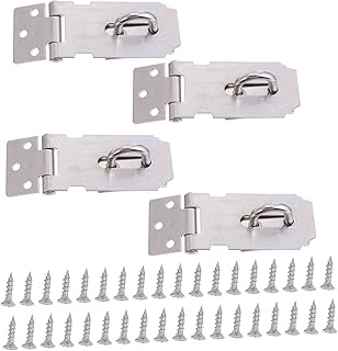 Cabilock 4 Pcs Stainless Steel Buckle Padlock for Locker Stainless Steel Staples Heavy Duty Padlock Stainless Steel Hasp Padlock Hasp for Lockers Heavy Duty Door Hasp Safety Padlock Clasp