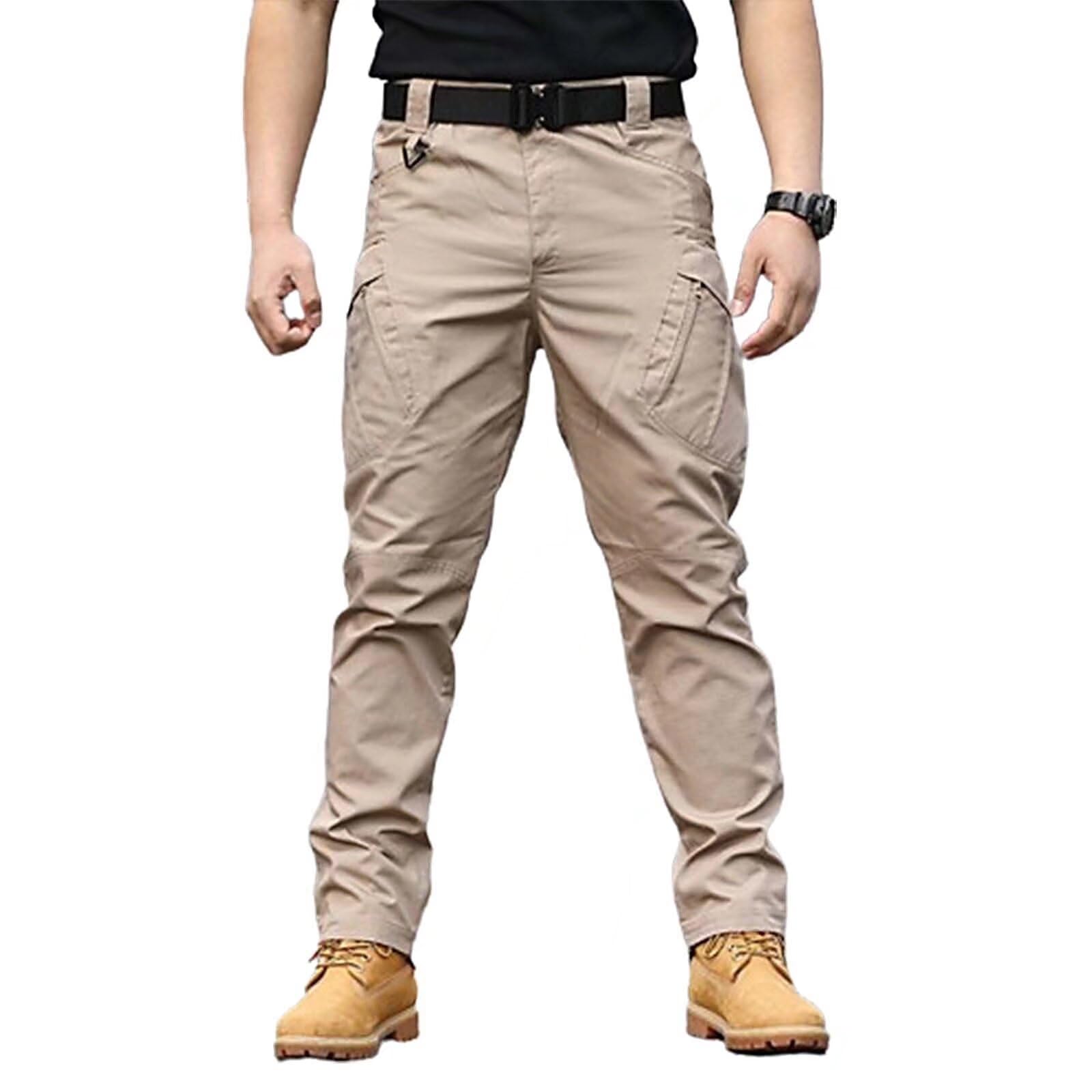 Rivccku Men's D Outdoor Tactical Trousers Rip-Stop Combat Hiking Work Cargo Pants With Pockets