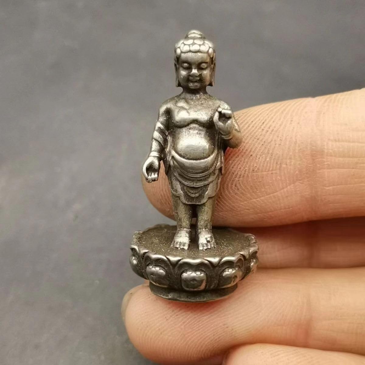 誕生仏、古銅、器子供を守る仏経、サイズー高さ24センチ、、巾−4