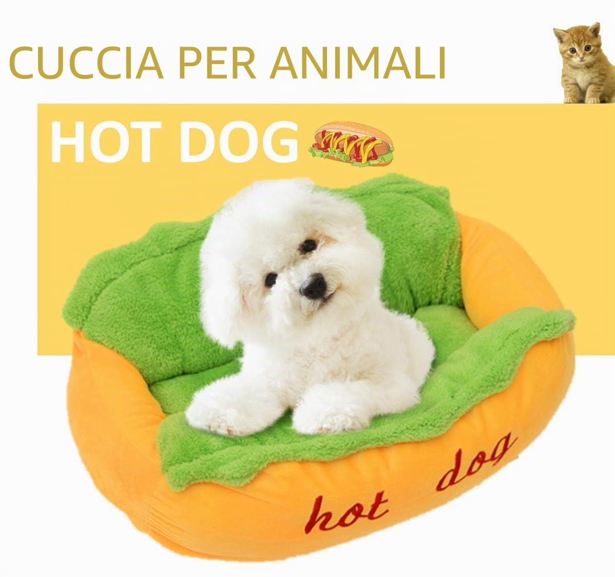 Hotdog, cuccia per cani e gatti, lavabile, tappetino rimovibile