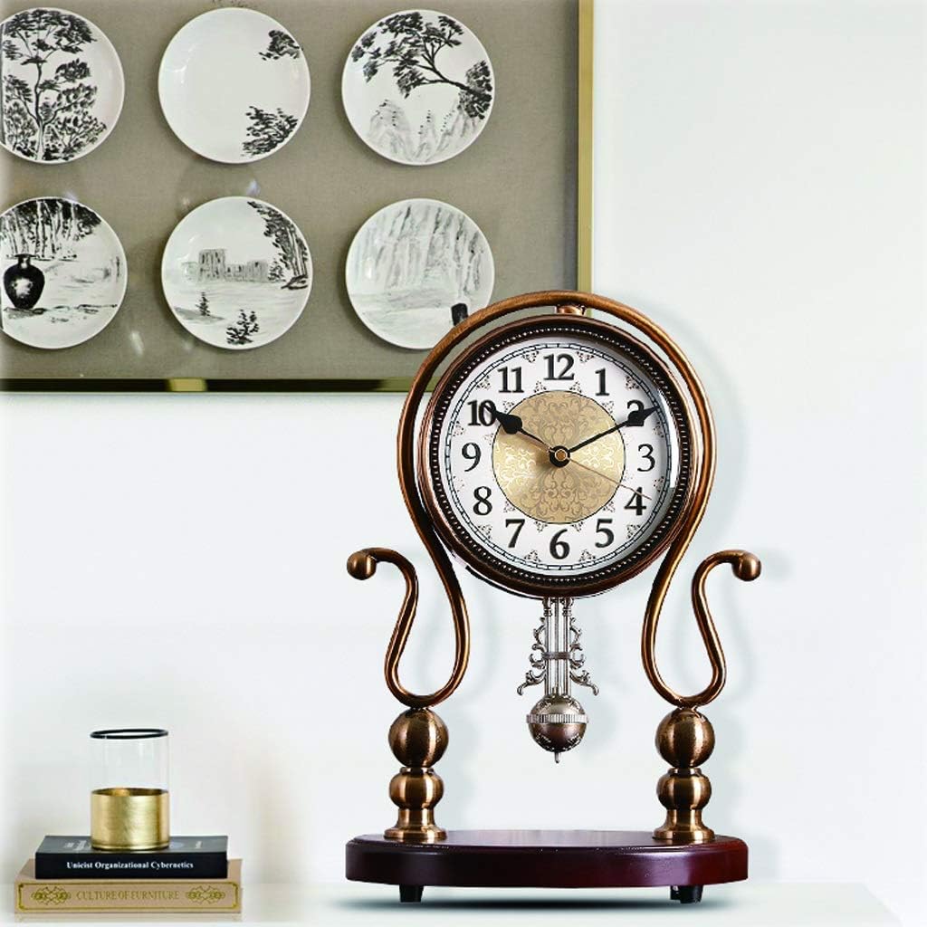 Retro Home Pendulum Clock/Simple Atmosphere Table Clock/Living Room Bedroom Desk Clock/13.4 Inch Creative Mantel Clock Table Clock