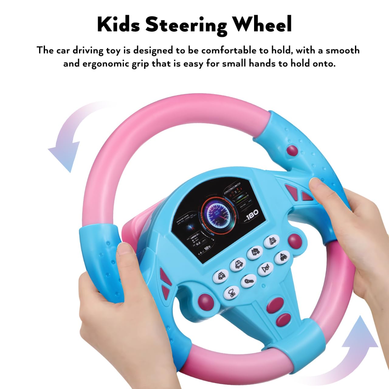 Ciieeo 2Pcs Pretend Play Steering Wheel Realistic Driving Simulation for Ergonomic Design with Sound Effects for Early Educational Fun - Image 4