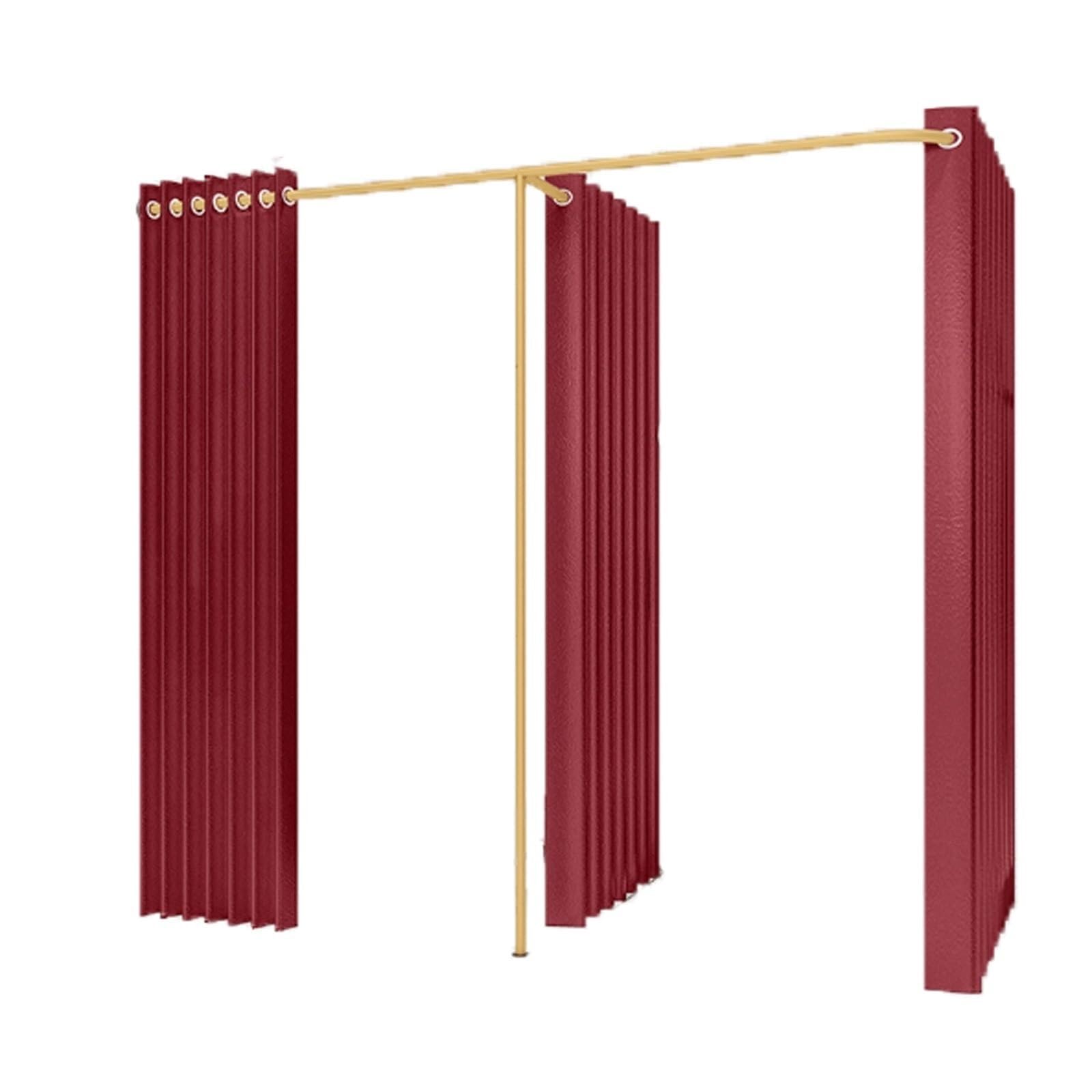 Cabines d'essayage en F pliantes et portables, double cabine autonome avec rideau rouge