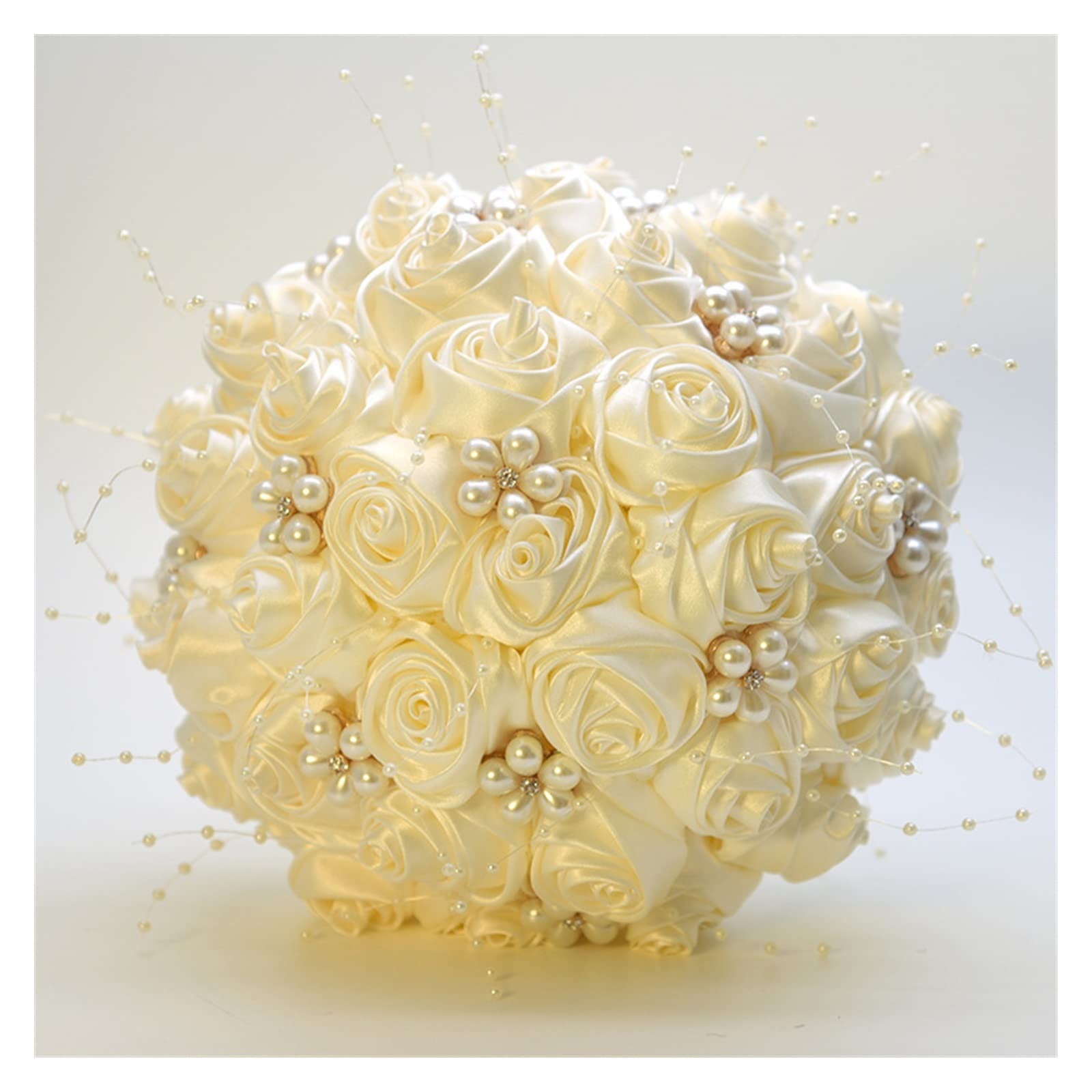 1 sztuk cyrkonie gospodarstwa kwiaty kwiaty ślubne bukiety ślubne Ivory wstążka broszka bukiet Cheerfully(F-F1,20CM)