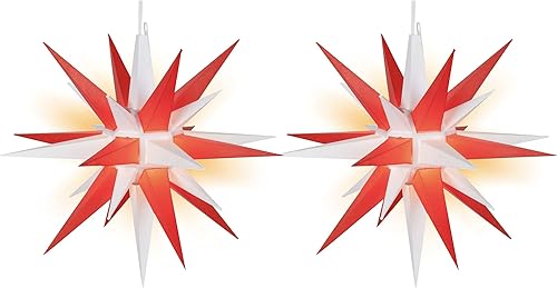 21 pulgadas grande (rojoblanco*2 piezas) Estrella Moravia LED iluminada  Estrella de decoración de Navidad colgante al aire libre  Estrella de
