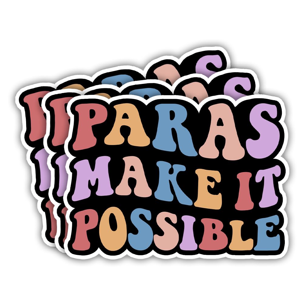 SODAVA (3Pcs, 3"x4") Paraprofessional Stickers, Waterproof Vinyl Decals for Teacher Assistant Paraeducator SPED Staff Appreciation Gift School Counselor Classroom Supplies