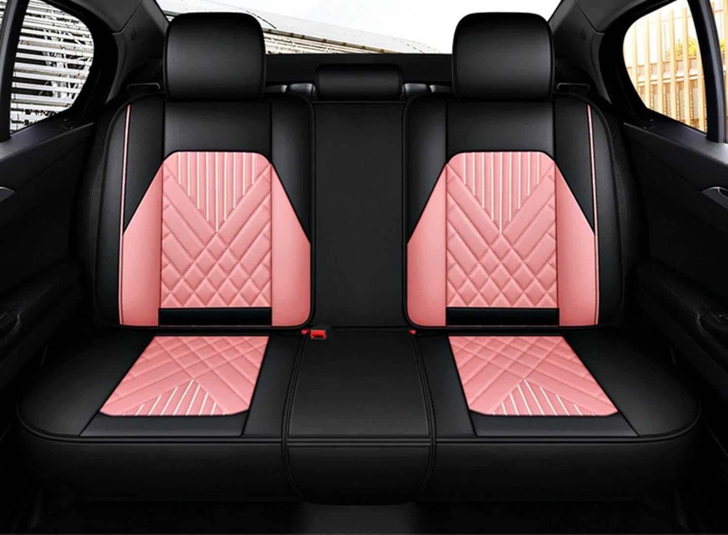 Car Seat Covers Full Set with Waterproof Leather,Airbag Compatible Automotive Vehicle Cushion Cover Universal Fit for Most Cars,B