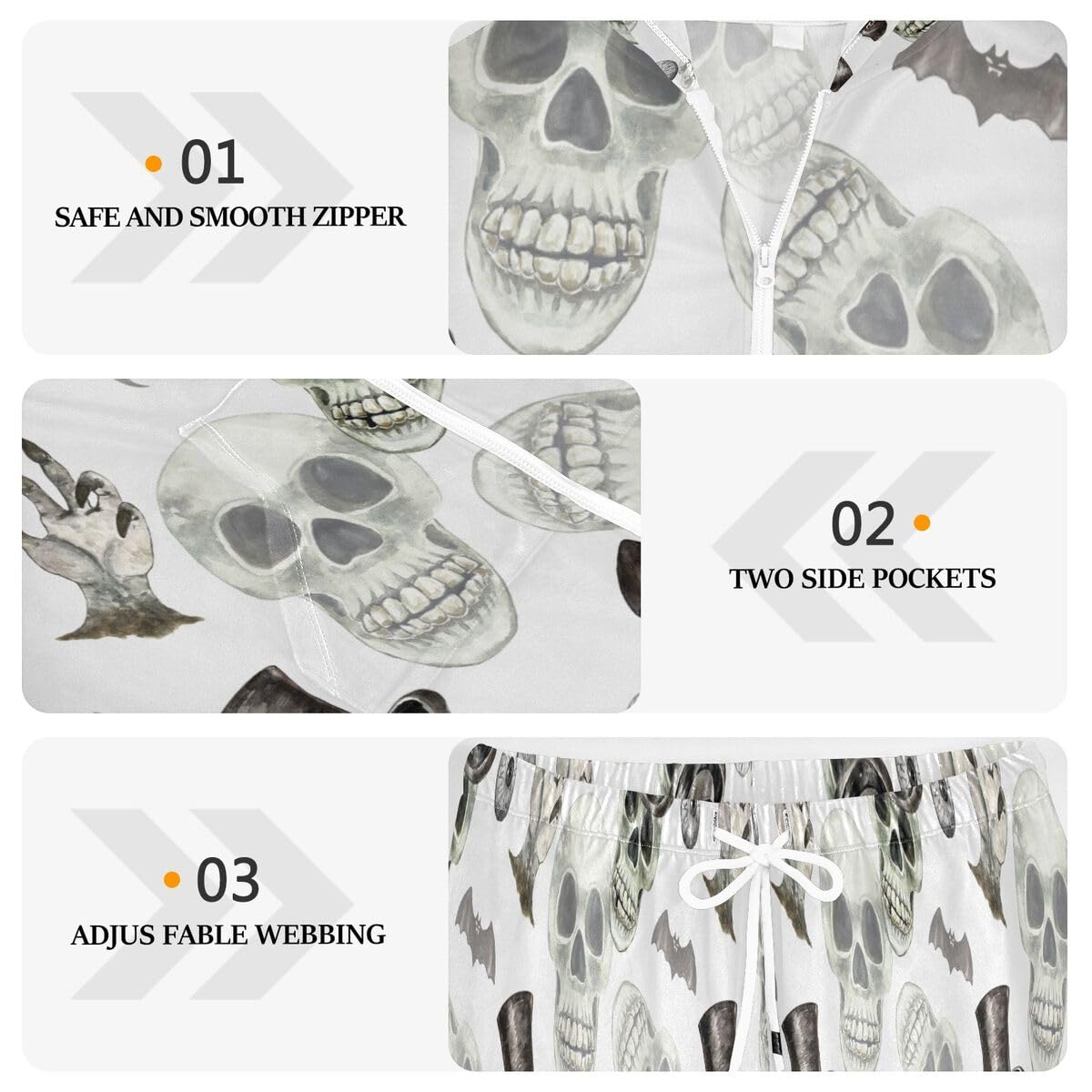 Conjunto deportivo de 2 piezas para mujer, diseño de calavera y acuarela, conjunto deportivo de manga larga para Halloween, murciélagos góticos