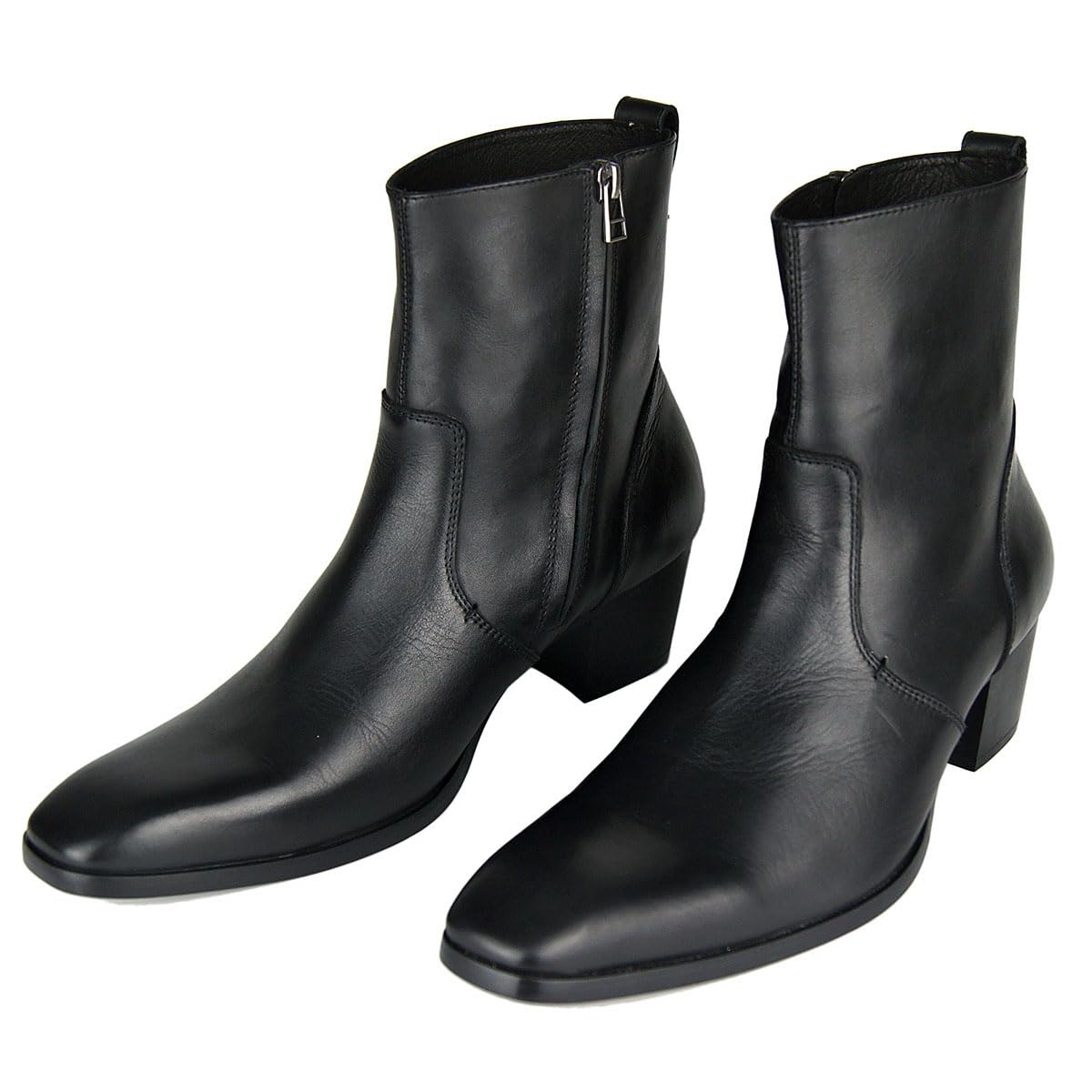Mężczyźni Modne Wysokim Obcasie Buty Zimowe Zamek Błyskawiczny Prawdziwa Skóra do Kostki Chelsea Boots OS-JY002-PL-R