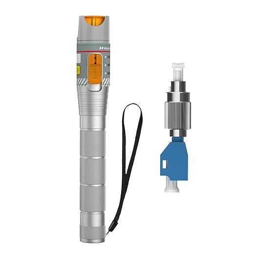 Fiber Optic Visual Fault Locator 50KM with FC/LC Adapter Kit, VFL Include Single Mode 9/125um FC Male to LC Female Connector, Fiber Light Pen for CATV Telecommunications Engineering Maintenance