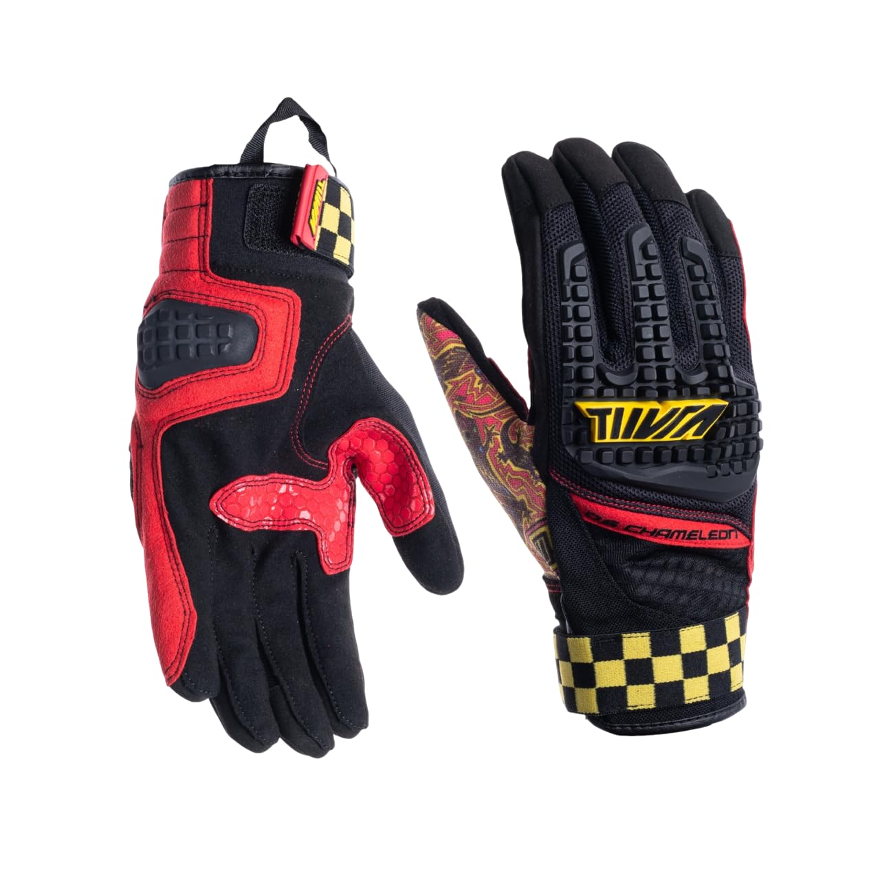 Tiivra Dual Sport Chameleon Gloves-High-Tech TPR Knuckle Protector, Abrasion-Resistant Fabric, Ventilated Summer Riding, Touchscreen Compatible, Ideal for Touring and Urban Sport Riders (Medium)