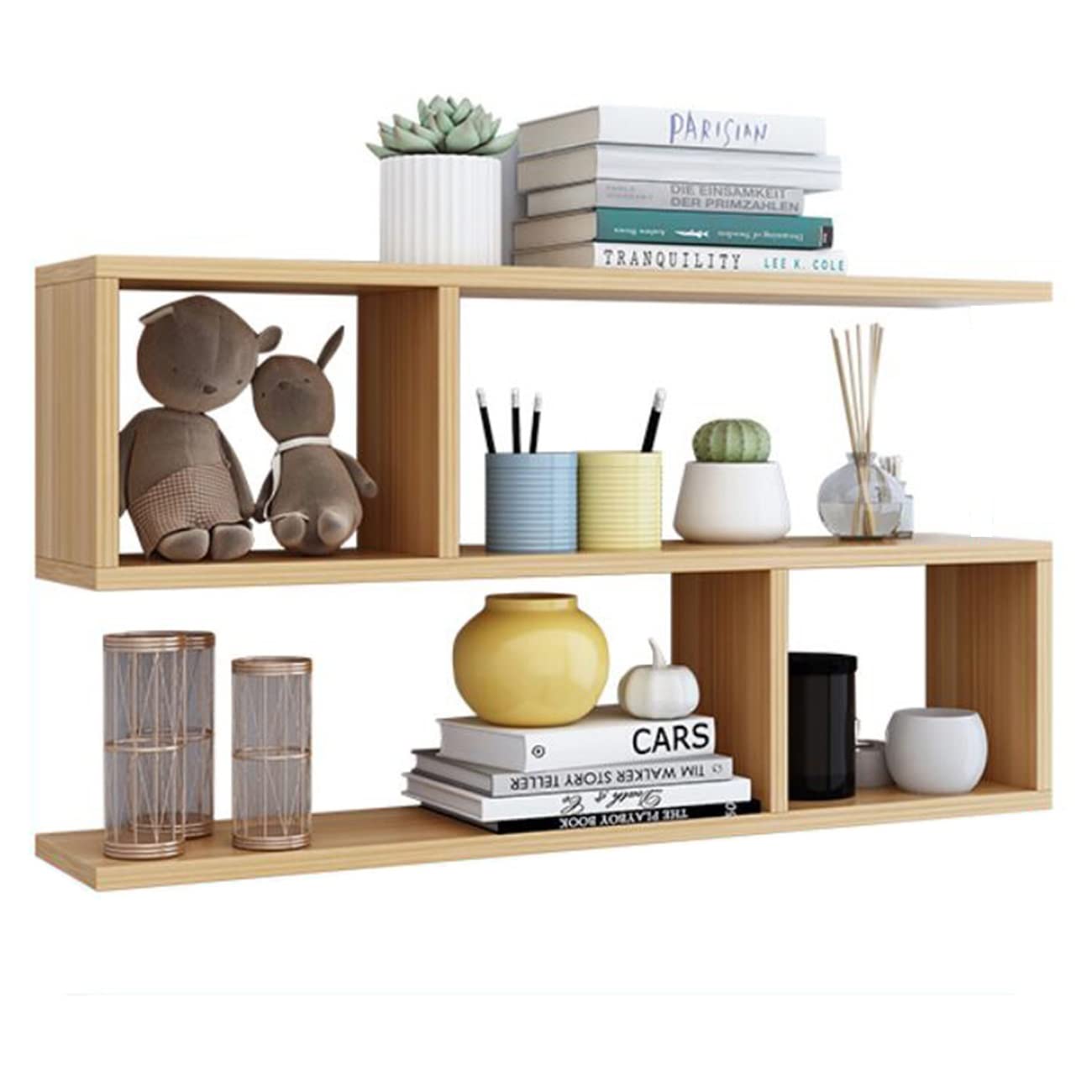 Wall Cabinets Wall Shelf Creative Wall Mounted Bookshelf Living Room Sofa Background Wall Cabinet Wall Decoration Items Storage Rack Wooden Floating Clapboard (Color : Wood, Size : 90 * 20 * 63.6cm)
